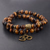 TCC™ Natural Tiger Eye Stone Om Buddha Bracelet
